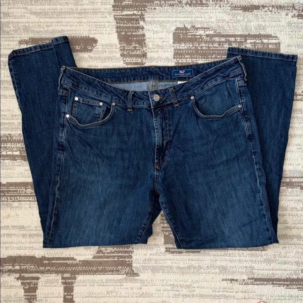 Vineyard Vines Dark Blue Straight Denim Jeans Preppy Coastal Like new Size 38X30